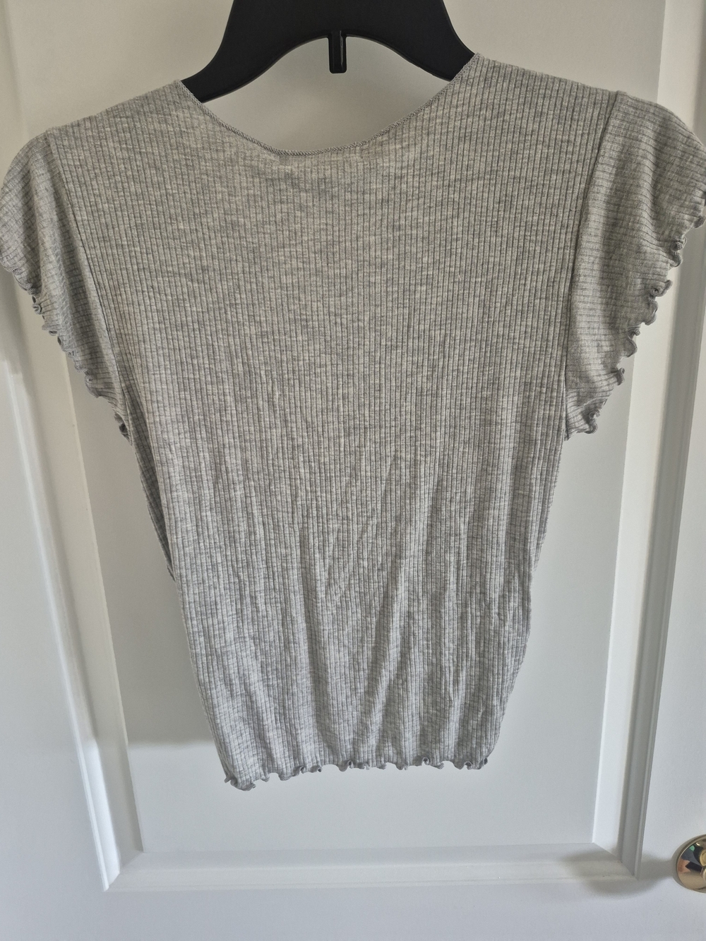Antistar Gray Ribbed Ruched V-Neck Crop Top - Picture 3 of 4